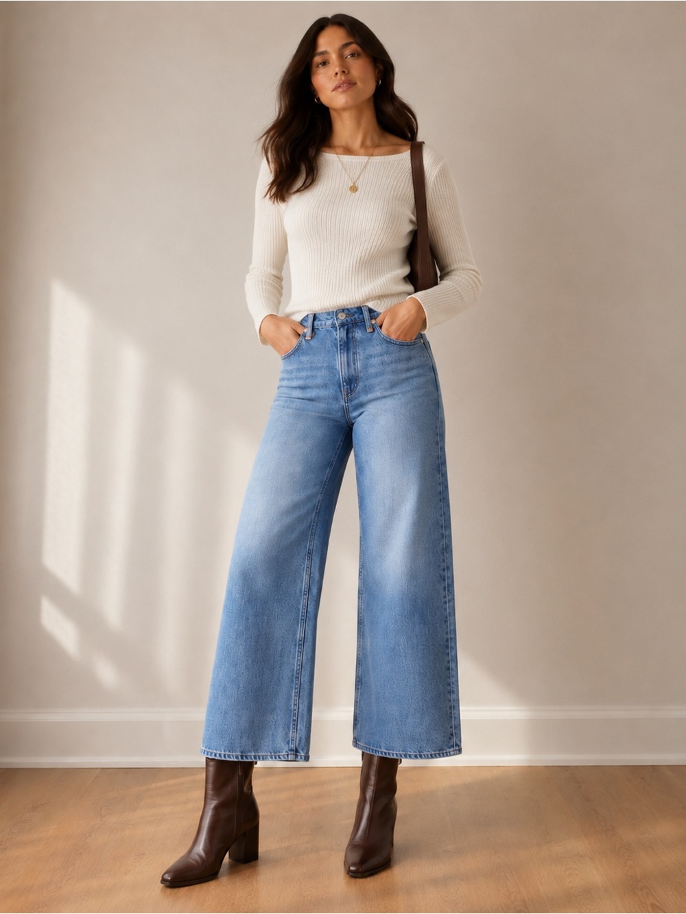 NWT Rag & Bone The Lori High-Rise Wide Leg Crop Jeans Size 27 Woburn $288